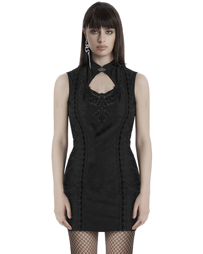OQ-797LQF Daily Life Gothic Lolita Rose Jacquard Cheongsam Mini Dress