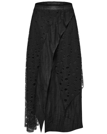 PR-WQ-652BQM-BKM Mens Long Apocalyptic Punk Skirt