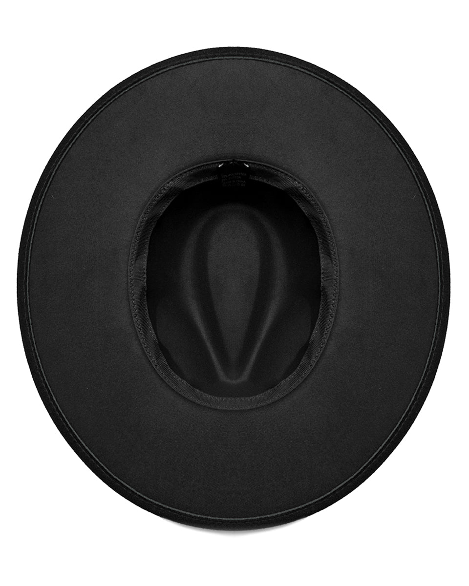 OS-759MZ Daily Life Womens Gothic Beaded Wide Brim Fedora Hat - Black