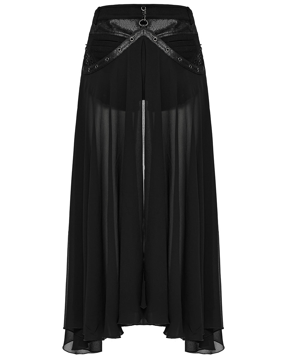 WK-710XDF-BKF Womens Apocalyptic Gothic 2-Piece Shorts & Half Skirt