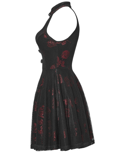 WQ-688LQF-BKRDF Daily Life Enmeshed Gothic Rose Dress - Black & Red