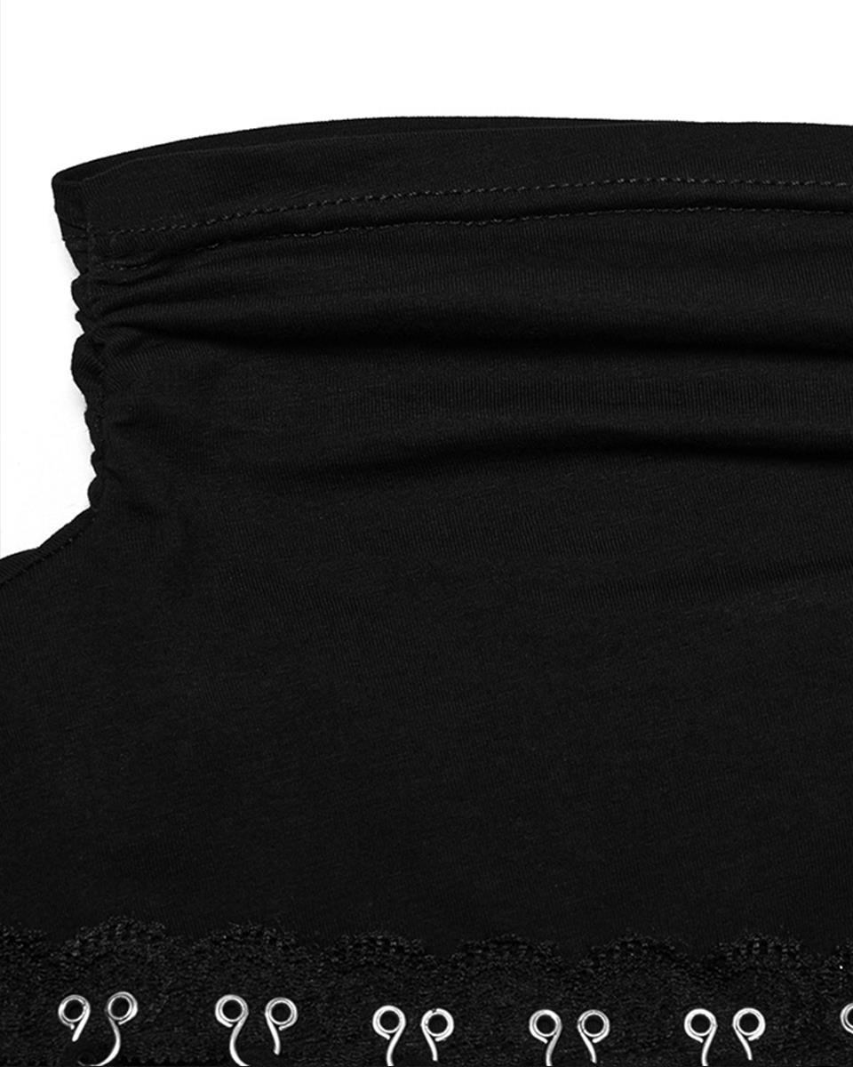 OT-952TCF-BKF Daily Life Womens Asymmetric Apocalyptic Spliced Mesh Top