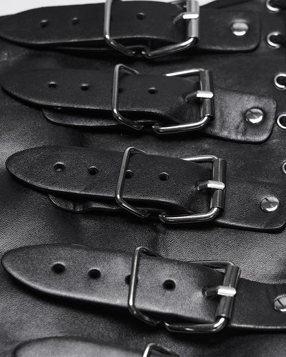 WS-852YDM Mens Apocalyptic Gothic Faux Leather Buckled Strapping Corset Girdle Belt