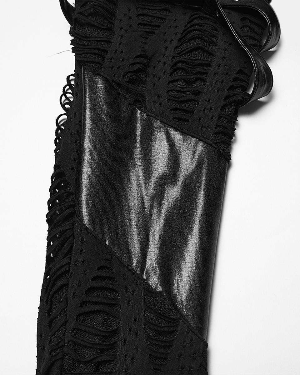 WK-743DDF Womens Apocalyptic Gothic Spliced Mesh Strapping Leggings