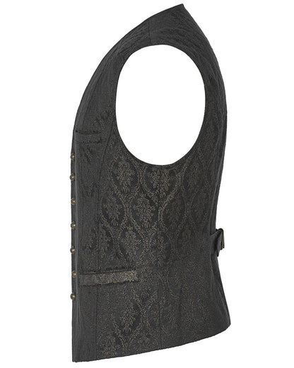 PR-Y1187-BKGDM Mens Ottensian Steampunk Waistcoat Vest - Black & Gold