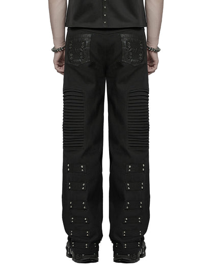 WK-713XCM-BKM Mens Apocalyptic Punk Studded Dark Street Pants