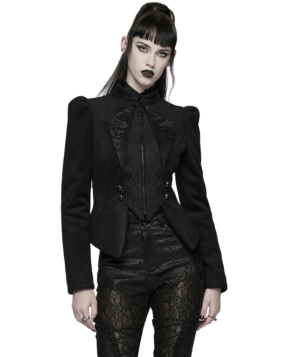 WY-1841EDF Womens Gothic Embroidered Victorian Woolen Riding Jacket