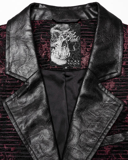 WY-1698MJM Mens Dark Gothic Jacquard Waistcoat Vest - Red & Black