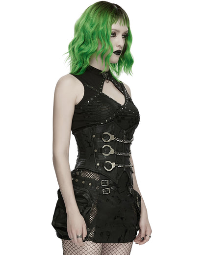 WS-880YDF Womens Apocalyptic Gothic Triple Cuff Waist Cincher Corset Belt