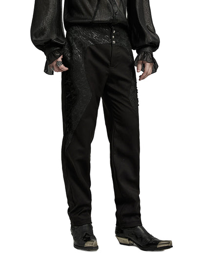 WK-642XCM-BKM Mens Gothic Aristocrat Jacquard Contrast Dress Pants