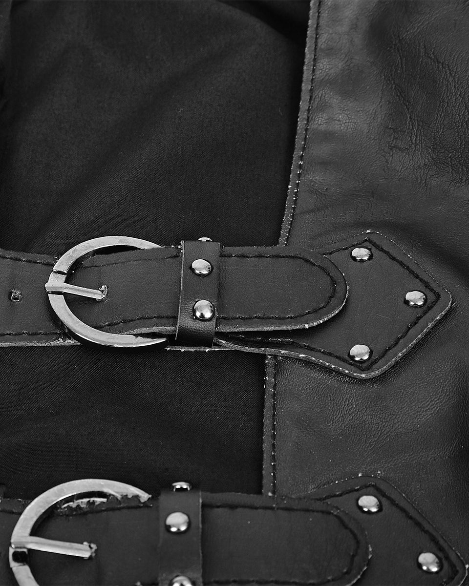 Y-632 Nightwatch Faux Leather Waistcoat Vest - Black
