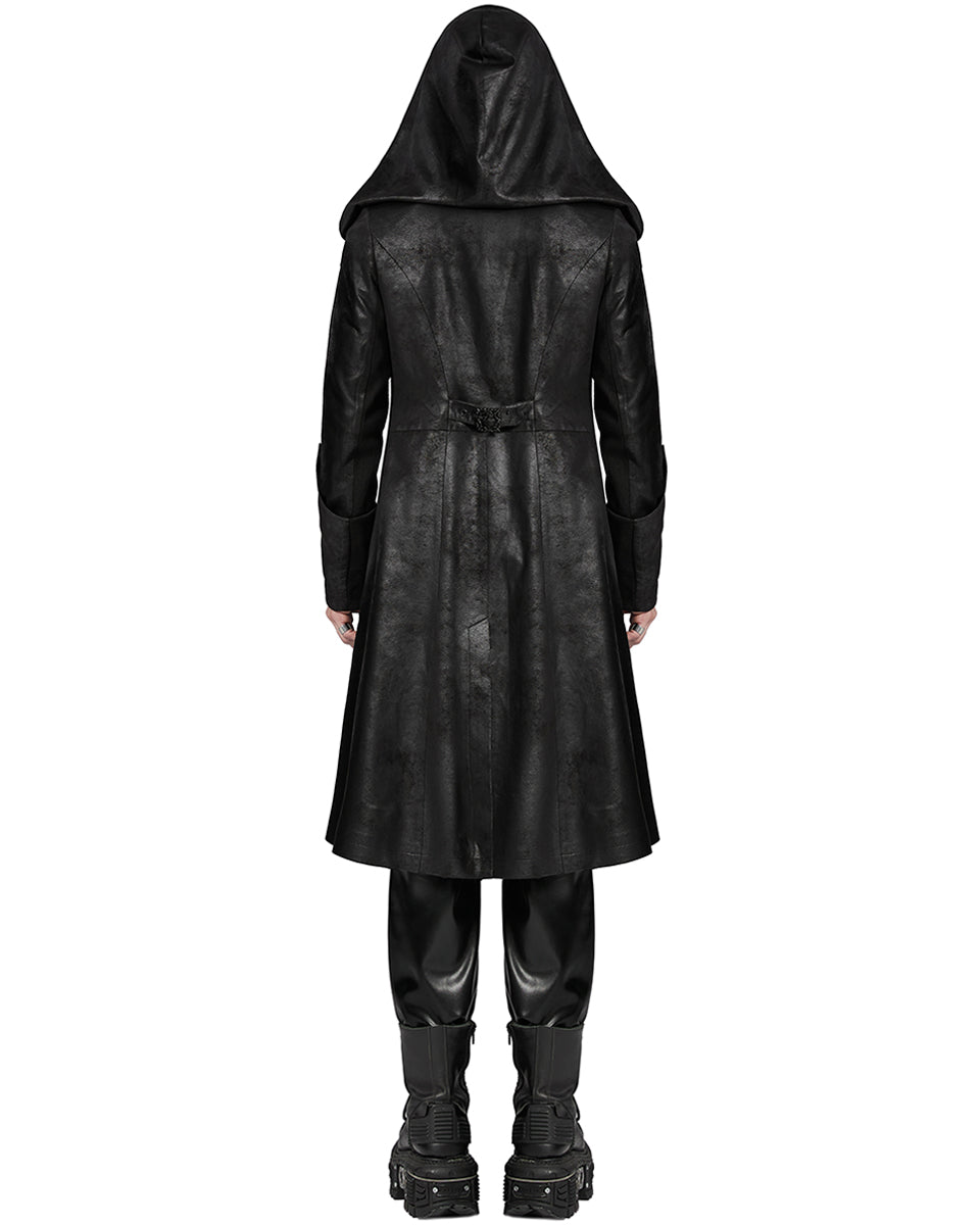 WY-1695XCM-BKM Mens Cyberpunk Apocalptic Gothic Hooded Techwear Coat