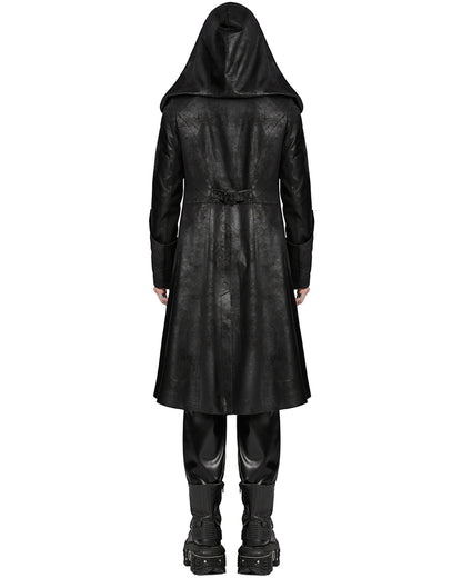 WY-1695XCM-BKM Mens Cyberpunk Apocalptic Gothic Hooded Techwear Coat