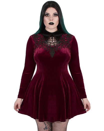 DQ-509 Plus Size Womens Gothic Mini Dress - Red