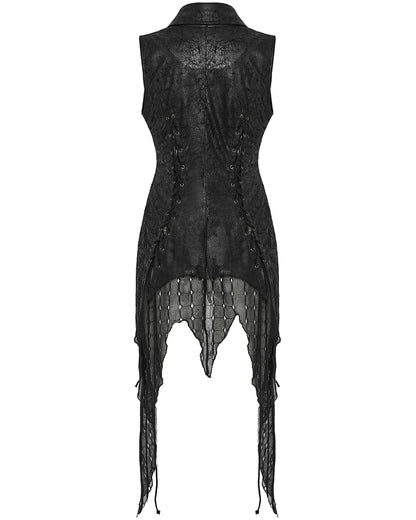 WY-1737MJF-BKF Womens Dark Gothic Punk Asymmetric Long Waistcoat Vest