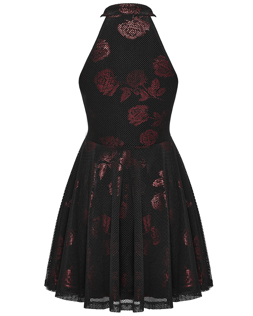 WQ-688LQF-BKRDF Daily Life Enmeshed Gothic Rose Dress - Black & Red