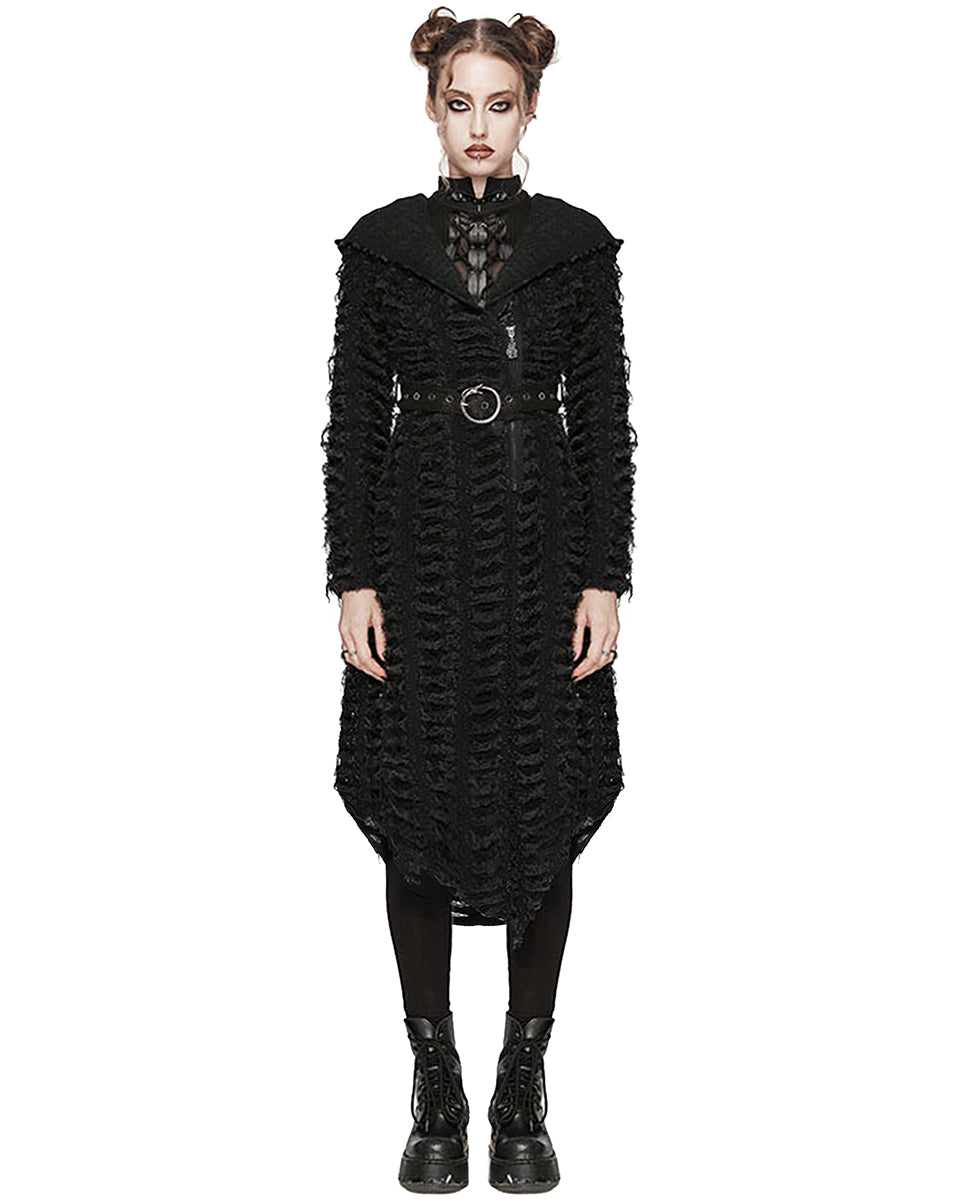 WY-1588XCF-BKF Daily Life Gothic Dystopian Decay Hooded Coat