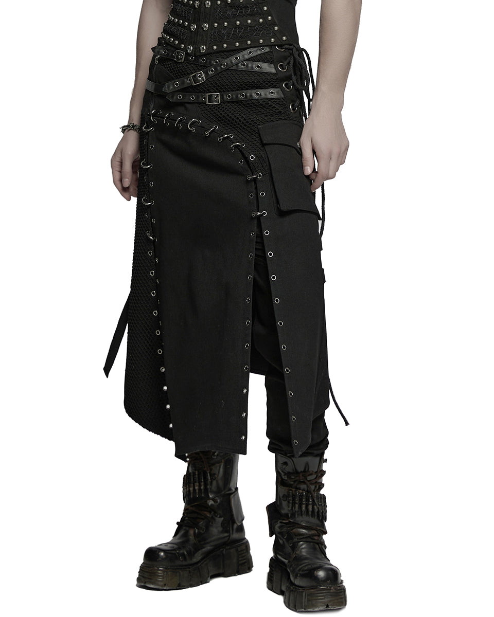 WQ-872BQM-BKM Mens Apocalyptic Gothic Transformer Utility Kilt Skirt