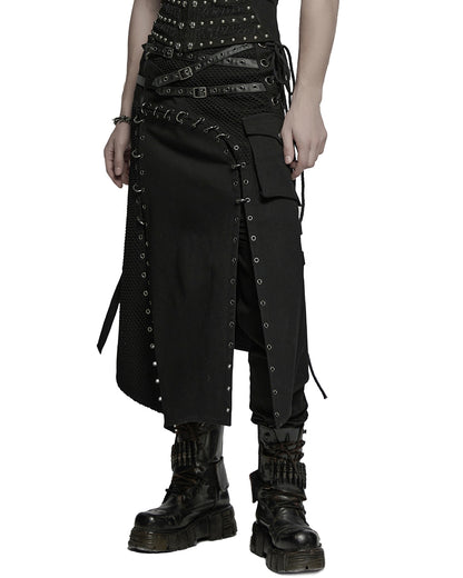 WQ-872BQM-BKM Mens Apocalyptic Gothic Transformer Utility Kilt Skirt