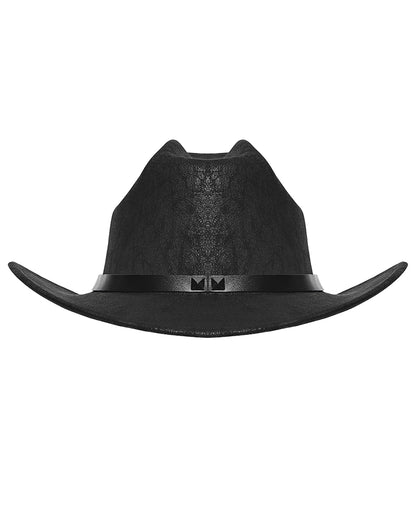 WS-859MZ Unisex Distressed Faux Leather Strapping Fedora Hat