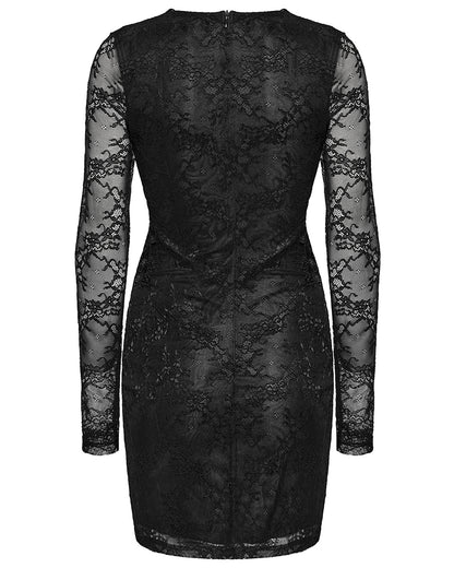 WQ-698LQF-BKF Daily Life Elegant Gothic Lace Applique Mini Dress