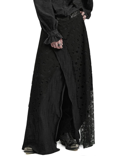 PR-WQ-652BQM-BKM Mens Long Apocalyptic Punk Skirt