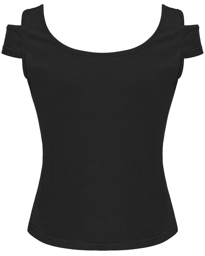 WT-1065TDF Womens Apocalyptic Gothic Studded Mesh Inset T-Shirt Top