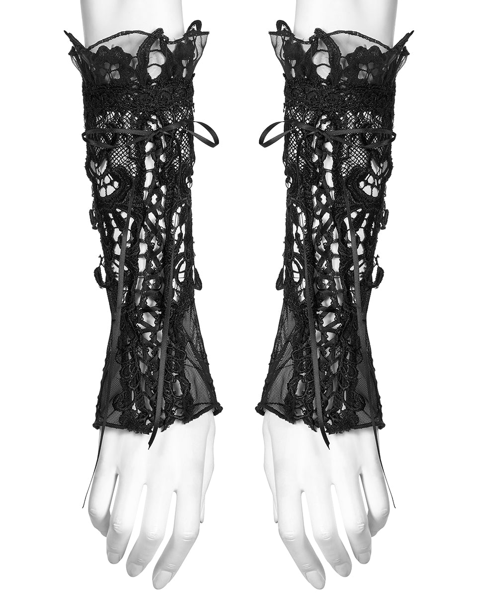 S-484 Womens Gothic Cutout Mesh Lace Applique Armwarmers