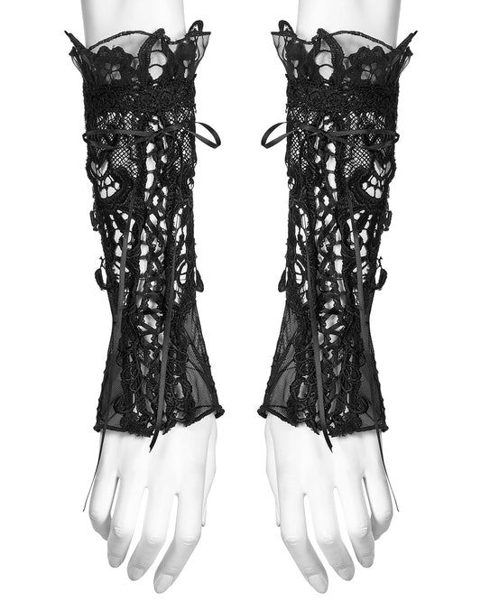 S-484 Womens Gothic Cutout Mesh Lace Applique Armwarmers