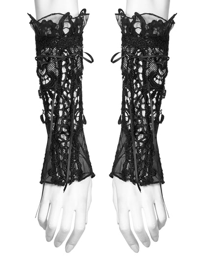 S-484 Womens Gothic Cutout Mesh Lace Applique Armwarmers