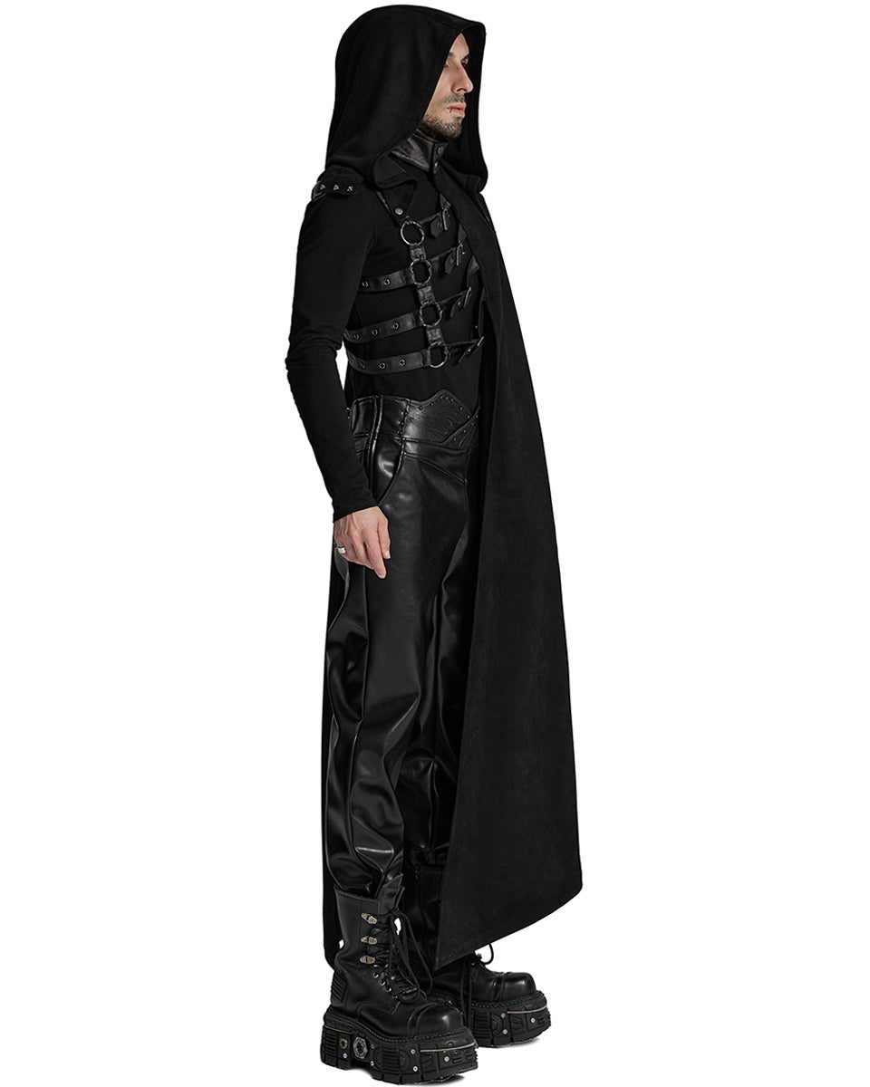 WY-1687DPM Mens Dark Gothic Knight One Shoulder 2-Piece Hooded Cloak