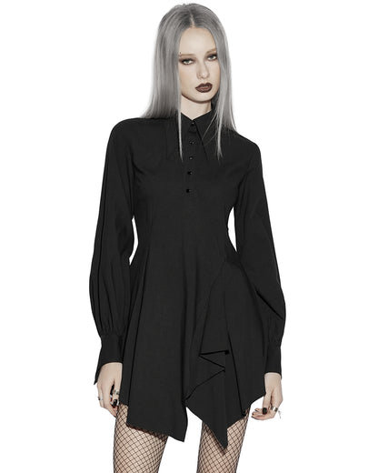 PR-OPQ-934LQF-BKF Daily Life Womens Gothic Witch Asymmetric Shirt Dress