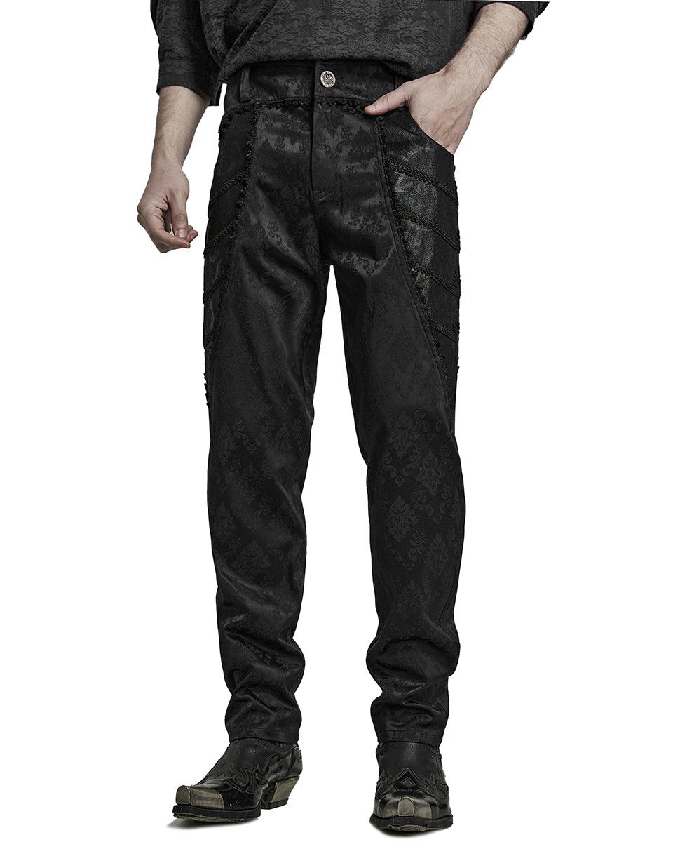 PR-K560-BKM Mens Gothic Aristocrat Jacquard Dress Pants