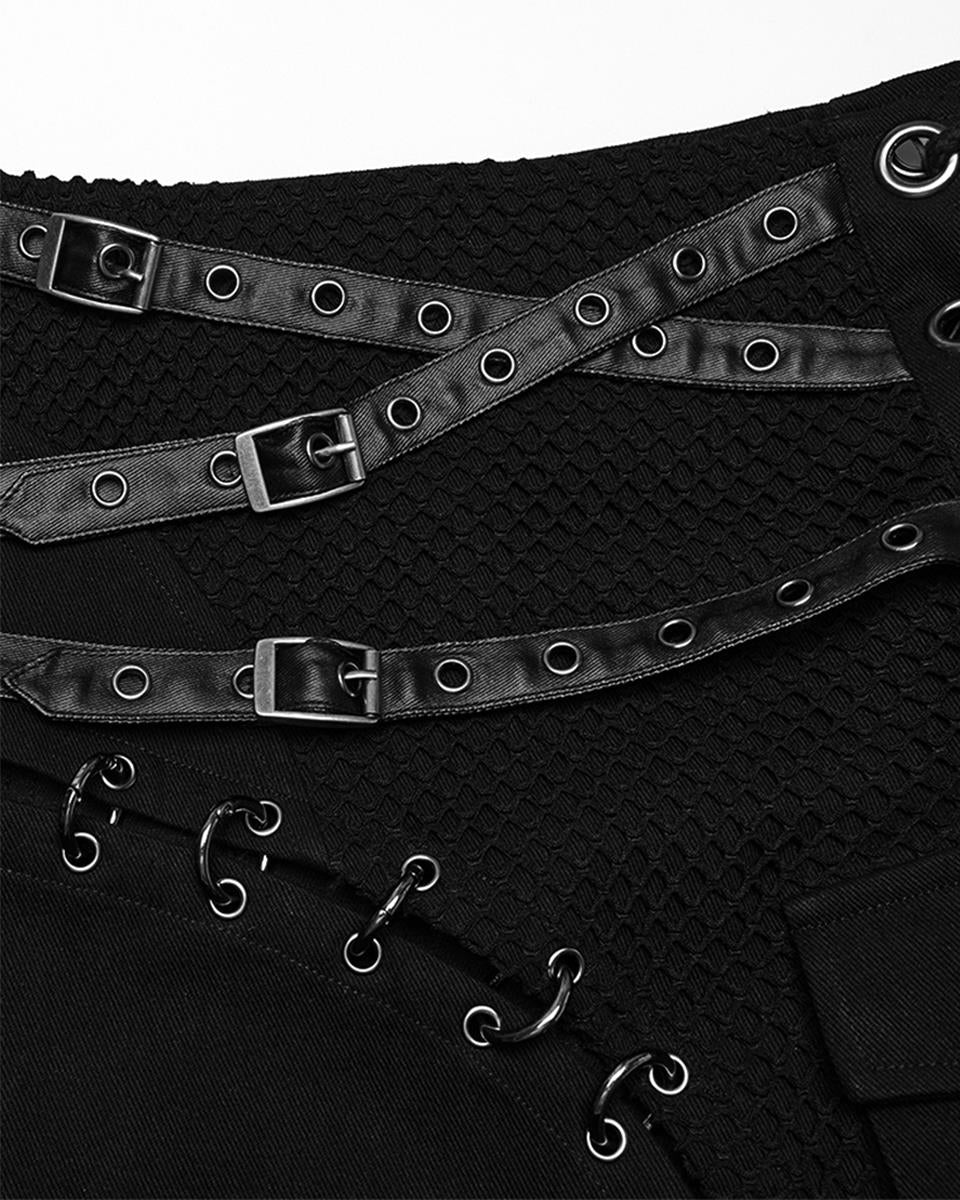 WQ-872BQM-BKM Mens Apocalyptic Gothic Transformer Utility Kilt Skirt