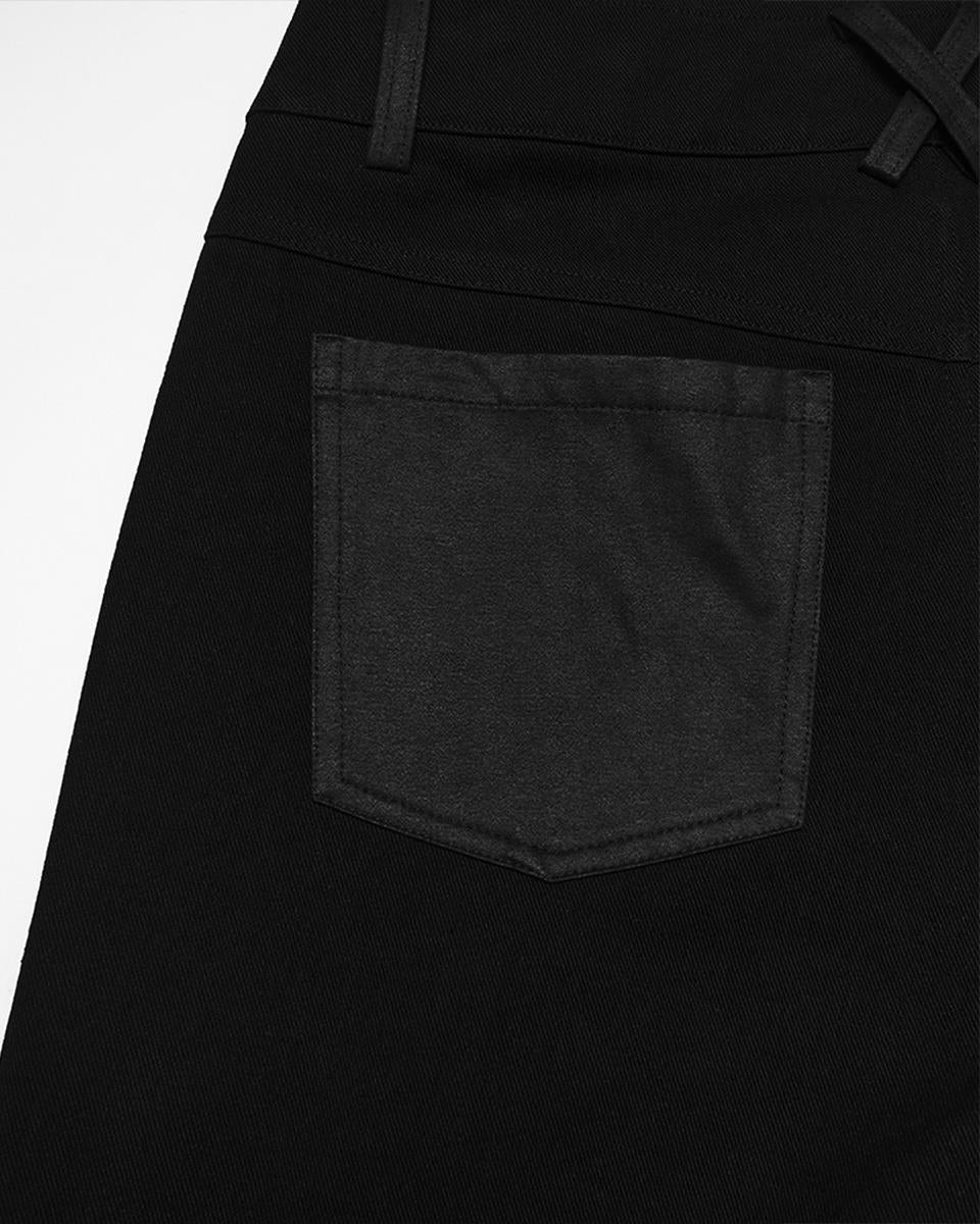 PR-WK-796XCM-BKM Mens Dark Gothic Cyberpunk Wide-Leg Strapping Pants