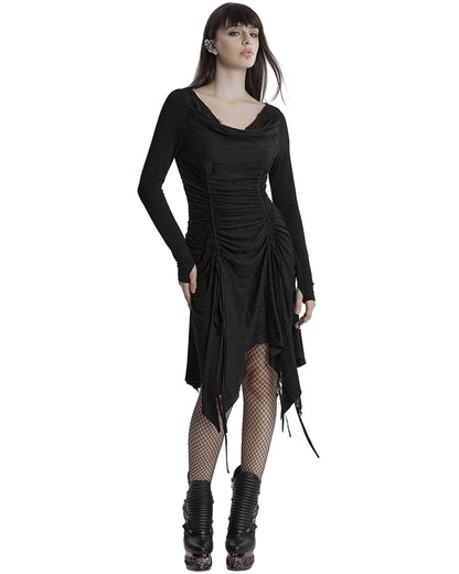 OQ-794LQF Daily Life Apocalyptic Gothic Broken Knit Ruching Dress