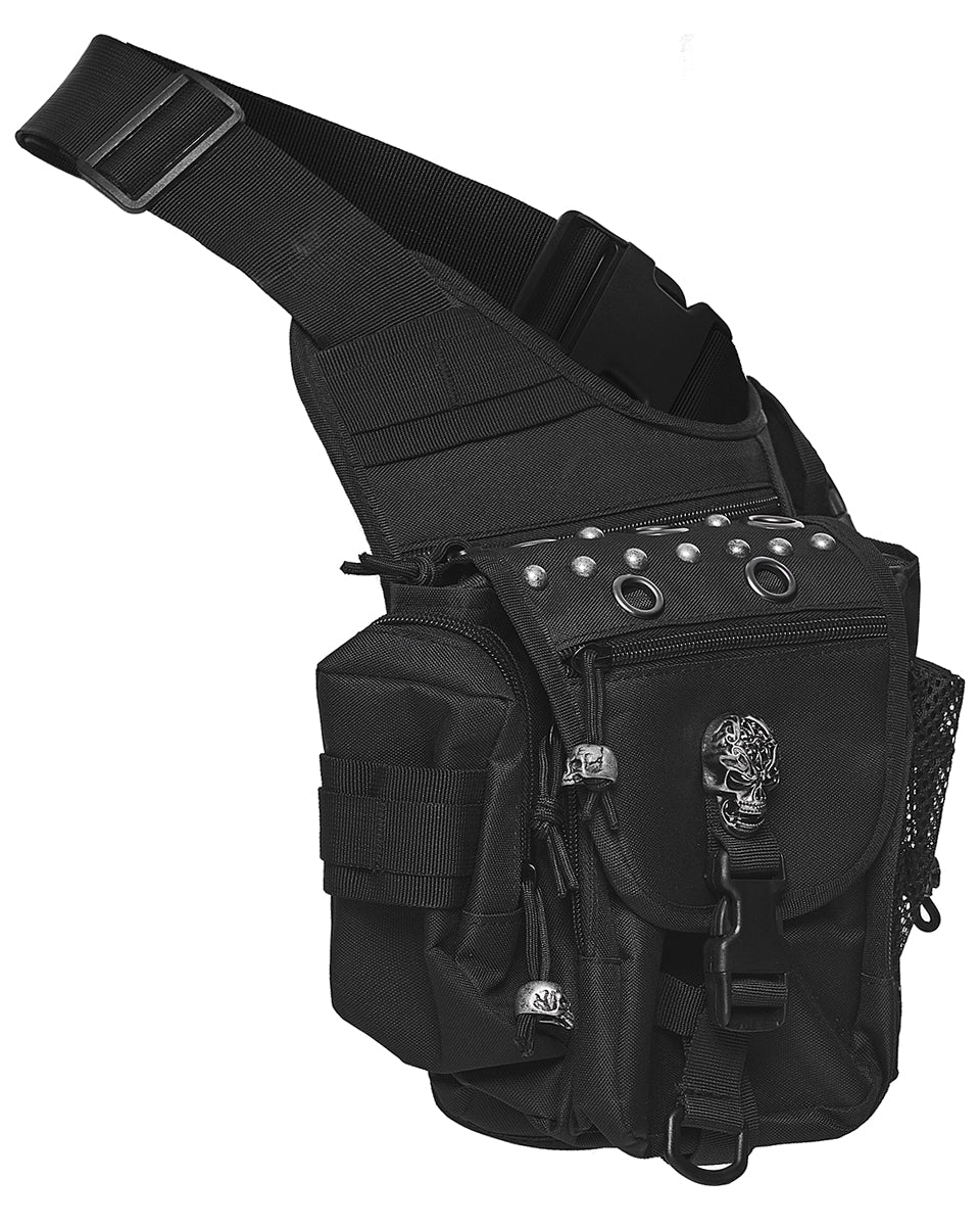 WS-869BB Unisex Apocalyptic Gothic Studded Skull Hip Bag Waist Pack Belt