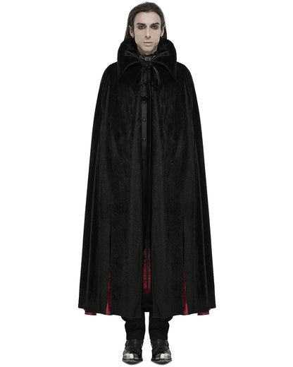 WY-1542DPM Mens Dark Night Gothic Faux Horsehair Count Cloak - Black & Red