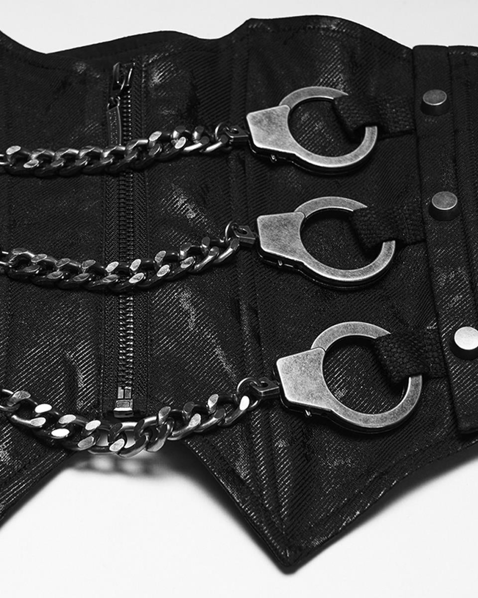 WS-880YDF Womens Apocalyptic Gothic Triple Cuff Waist Cincher Corset Belt