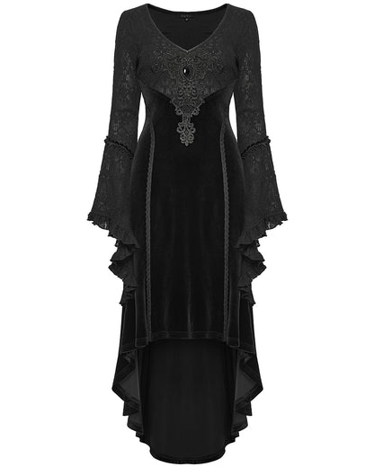 WQ-889LQF Womens Dark Gothic Velvet Applique Fishtail Dress