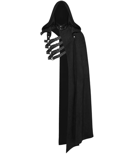 WY-1687DPM Mens Dark Gothic Knight One Shoulder 2-Piece Hooded Cloak