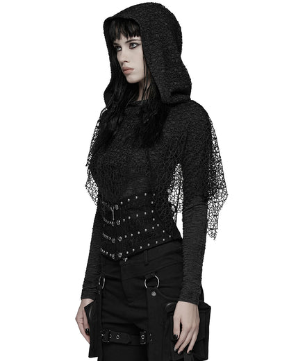 WS-782YDF Womens Apocalyptic Gothic Skull Studded Webbing Waist Cincher Corset Belt