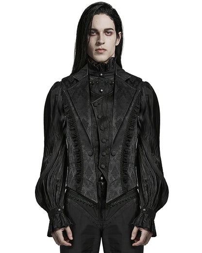 PR-Y1469-BKM Mens Dark Gothic Aristocrat Jacquard Waistcoat Vest - Victorian Damask