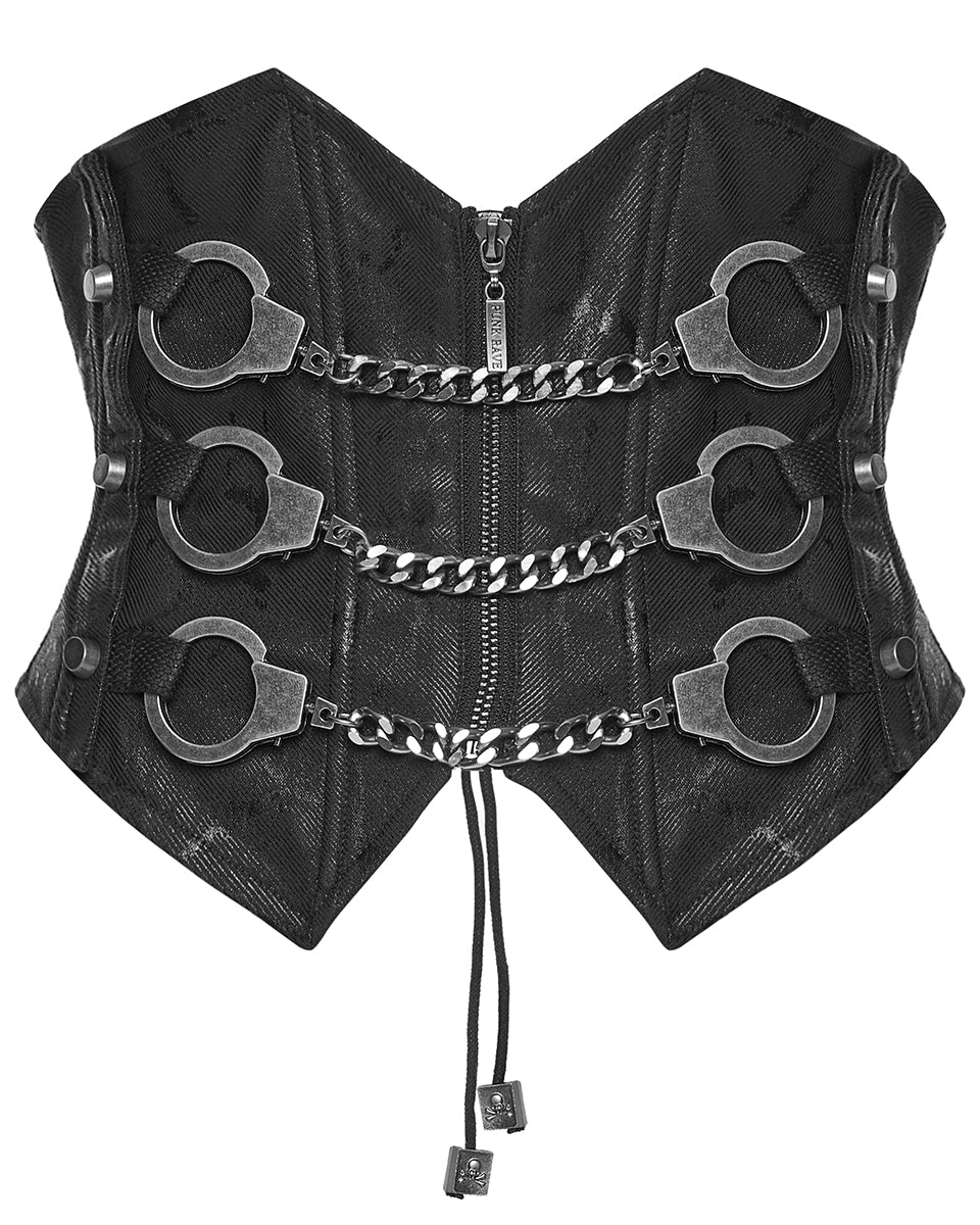 WS-880YDF Womens Apocalyptic Gothic Triple Cuff Waist Cincher Corset Belt