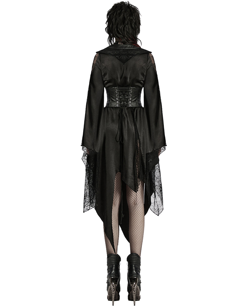WY-1723XCF-BKF Womens Dark Gothic Lolita Lace Inset Kinono Dress Jacket