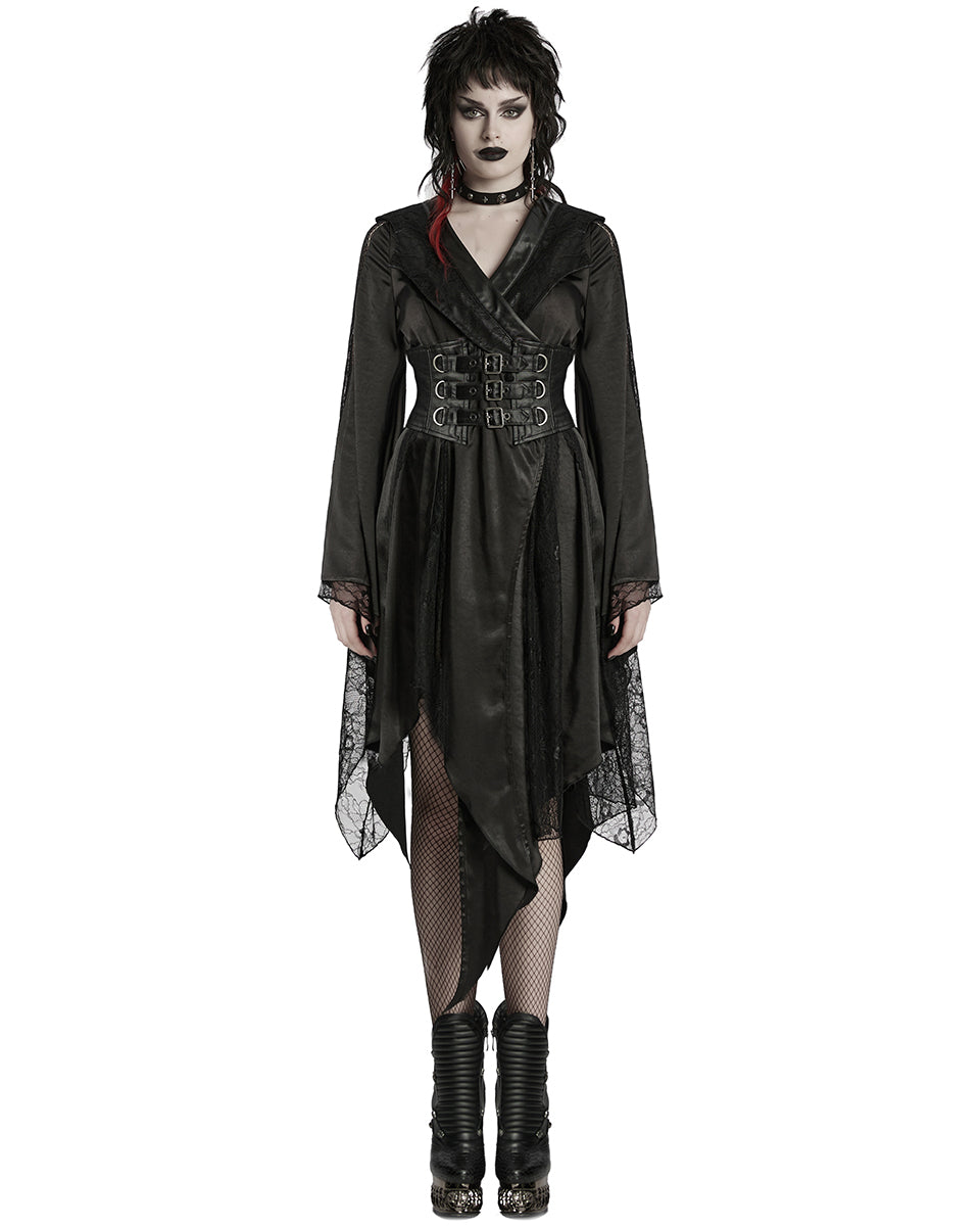WY-1723XCF-BKF Womens Dark Gothic Lolita Lace Inset Kinono Dress Jacket