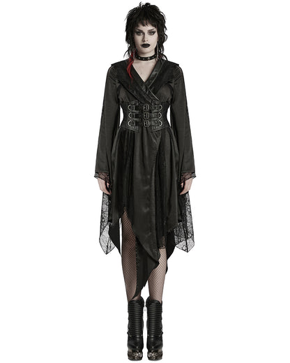 WY-1723XCF-BKF Womens Dark Gothic Lolita Lace Inset Kinono Dress Jacket