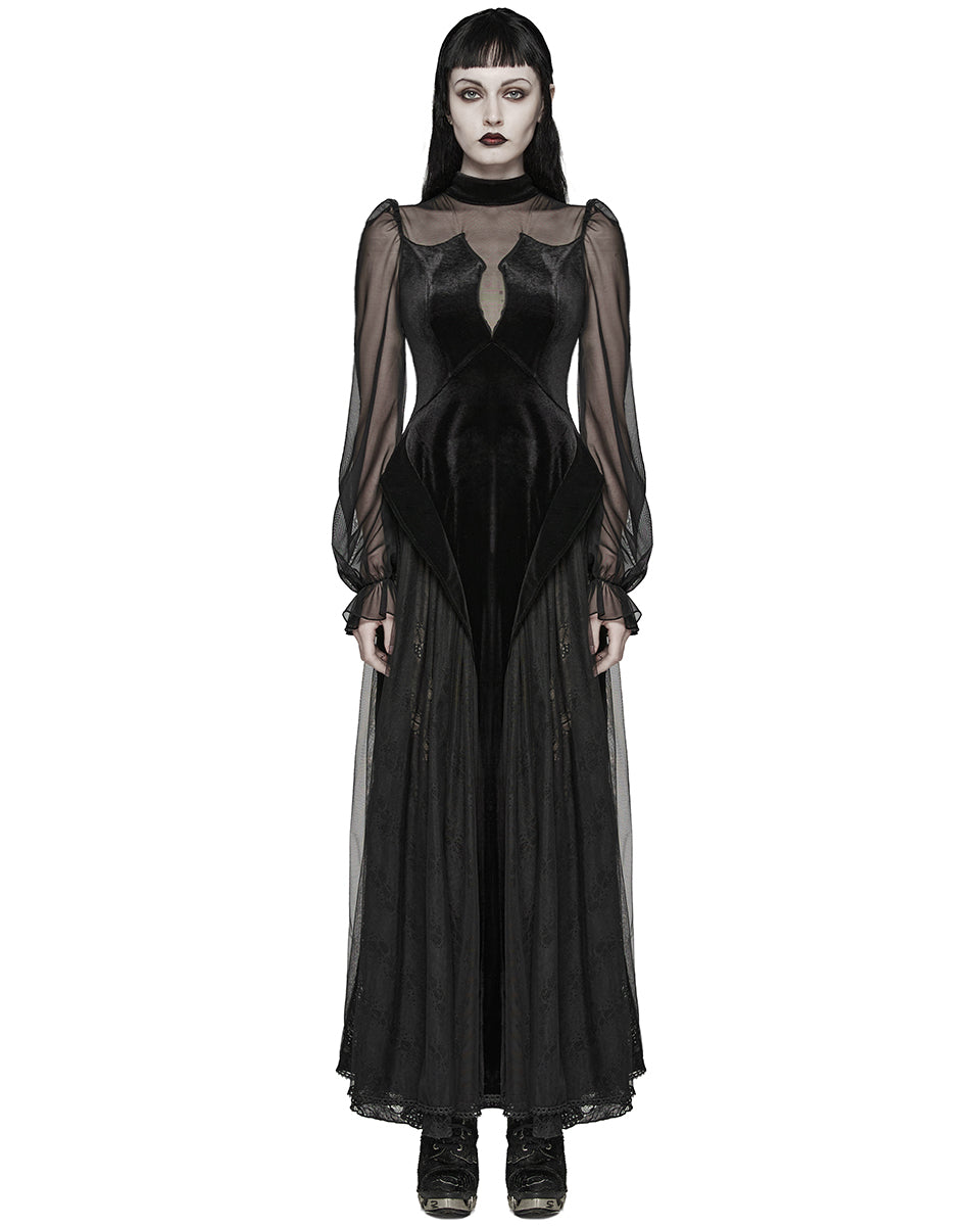 WQ-669LQF Womens Long Gothic Bat Wing Velvet Maxi Dress Punk Rave WQ-669LQF Womens Long Gothic Bat Wing Velvet Maxi Dress Punk Rave