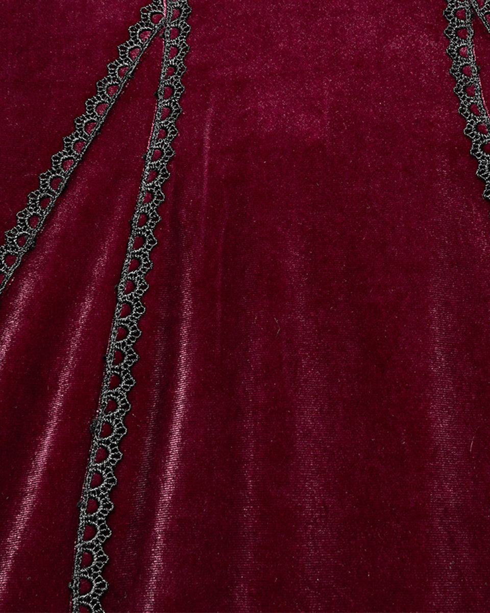 OQ-850LQF Daily Life Womens Long Gothic Velvet Applique Maxi Dress - Red