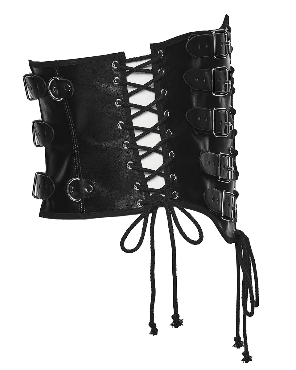 WS-852YDM Mens Apocalyptic Gothic Faux Leather Buckled Strapping Corset Girdle Belt